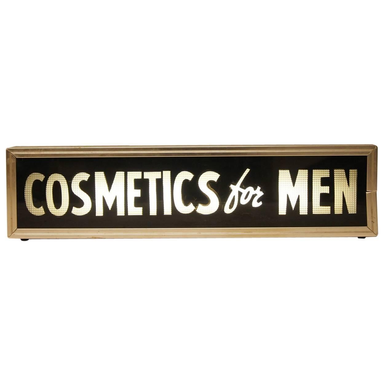 1950s Reverse Glass Barber Shop Sign "Cosmetics for Men"