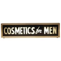 Used 1950s Reverse Glass Barber Shop Sign "Cosmetics for Men"