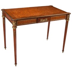 French Louis XVI Style Kingwood Parquetry & Ormolu Mounted Writing Table
