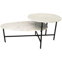 Sculptural and Sleek Bi-Level Modern Side or Coffee Table