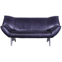 Leolux Tango Designer Leather Sofa Violett Two-Seat Couch Function Metal