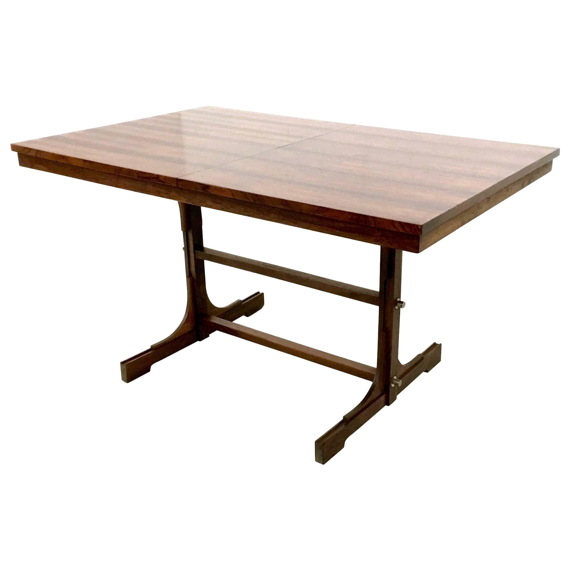 Midcentury Rectangular Wooden Extendible Dining Table, Italy