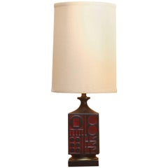 Vintage Large Geometric Abstract Mid-Century Modern Ceramic Lamp