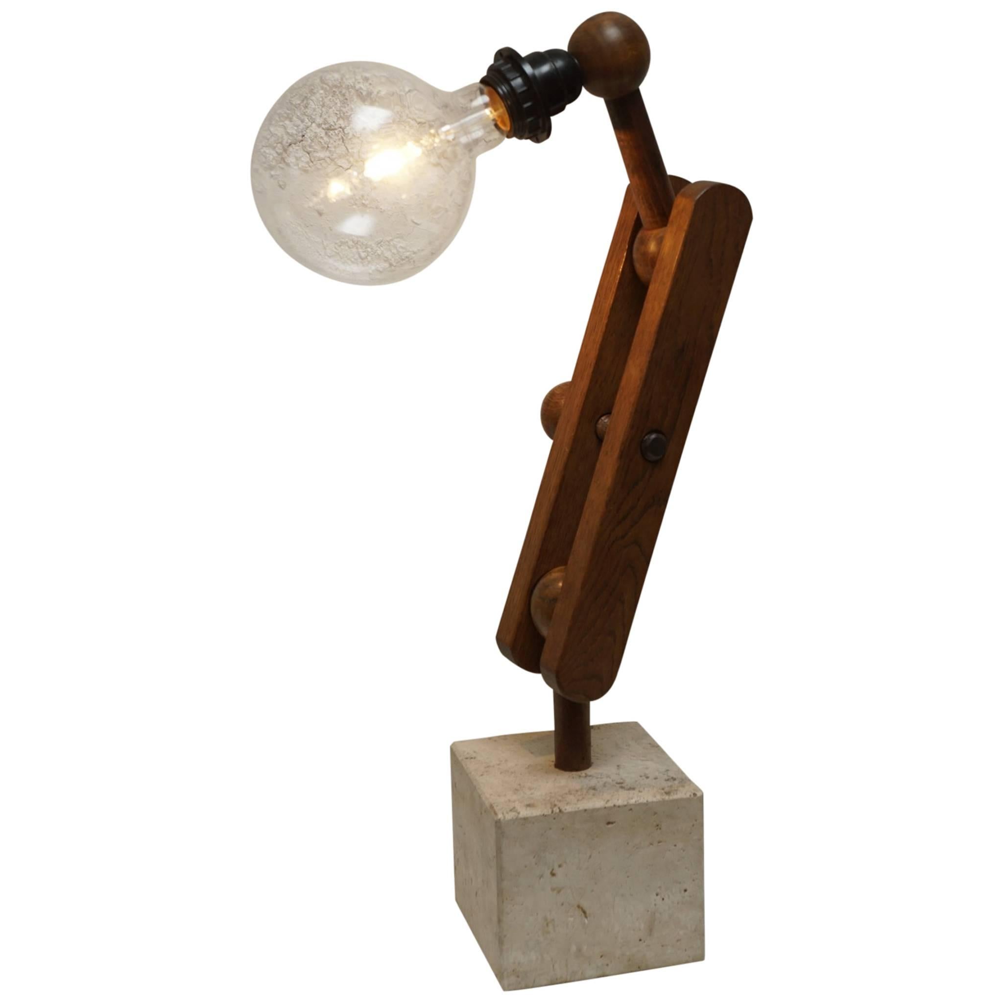 French Wooden Table Lamp For Sale
