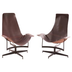 William Katavolos for Leathercrafter Leather and Iron Sling Chairs