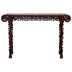 Chinese Rosewood Carved Altar Console Table