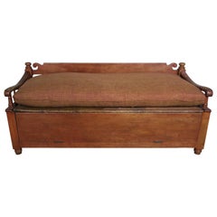 19th Century American Painted Storage Bench with Down Cushion