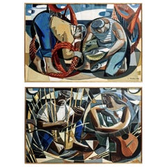 Pair of Edouard Baillods Fishermen Paintings