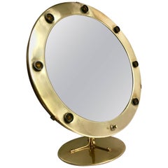 Vintage Round Brass Magnifying Hollywood Makeup Vanity Mirror