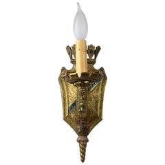 Cast Brass Single Candle Tudor Sconce