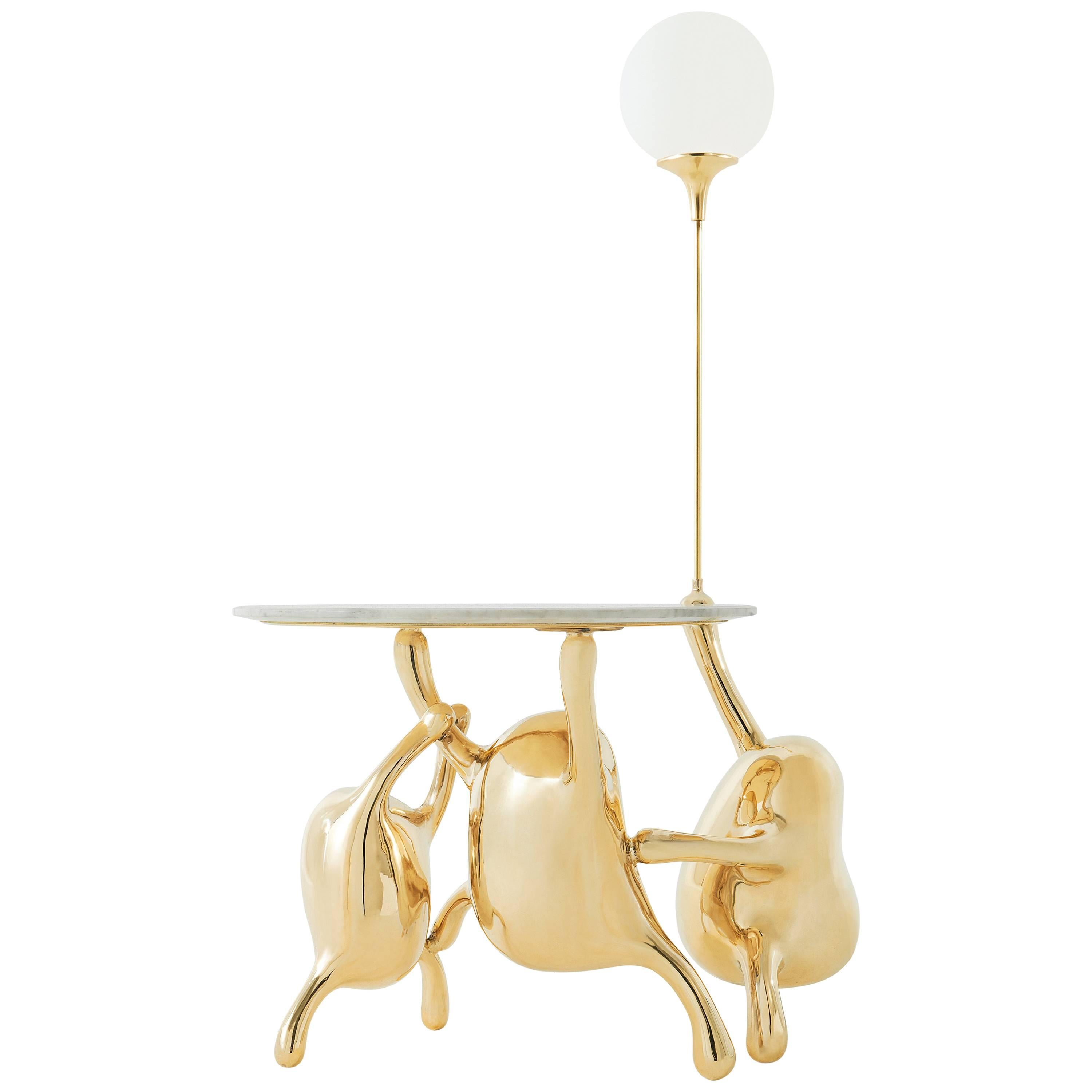 Table d'appoint Tantan avec lampe, bâton de lampe réglable en vente