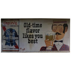 1960s Metal Advertising Sign for Pabst Blue Ribbon