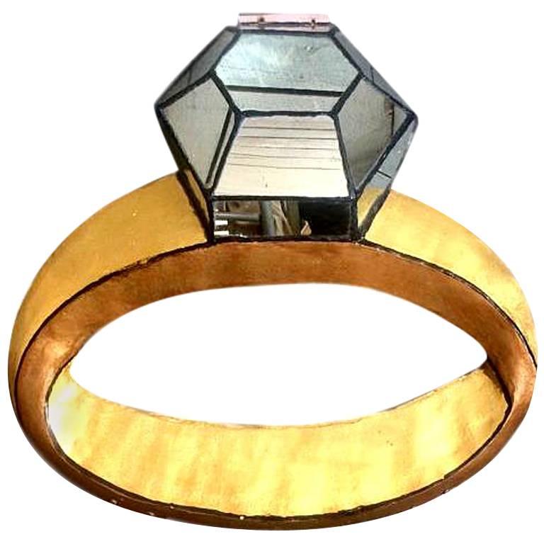 Bague géante en fibre de verre et diamant miroir