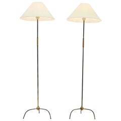 Pair of Brass Floor Lamps Attributed to Kalmar, Austria, 1950s