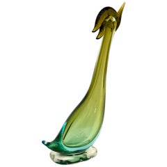 Vintage Midcentury Italian Murano Glass Roadrunner Bird Sculpture