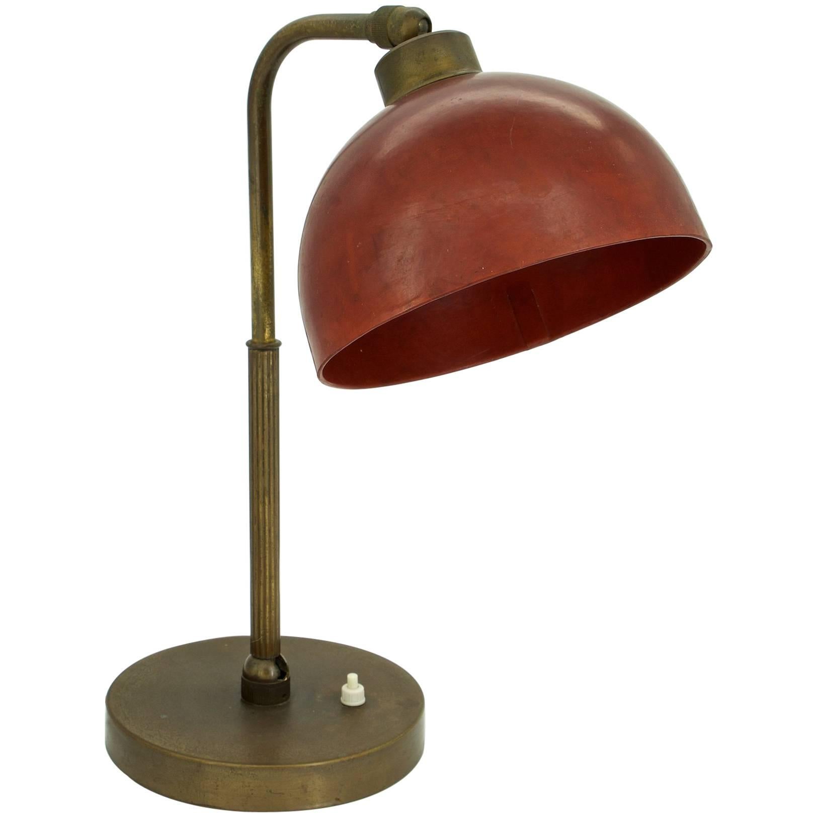 Red Bakelite Bauhaus Era Table Lamp