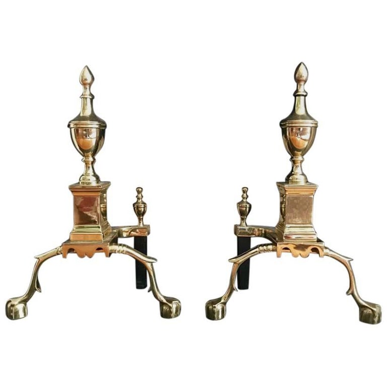 Pair Of Brass Fireplace Andirons For Sale At 1stdibs
