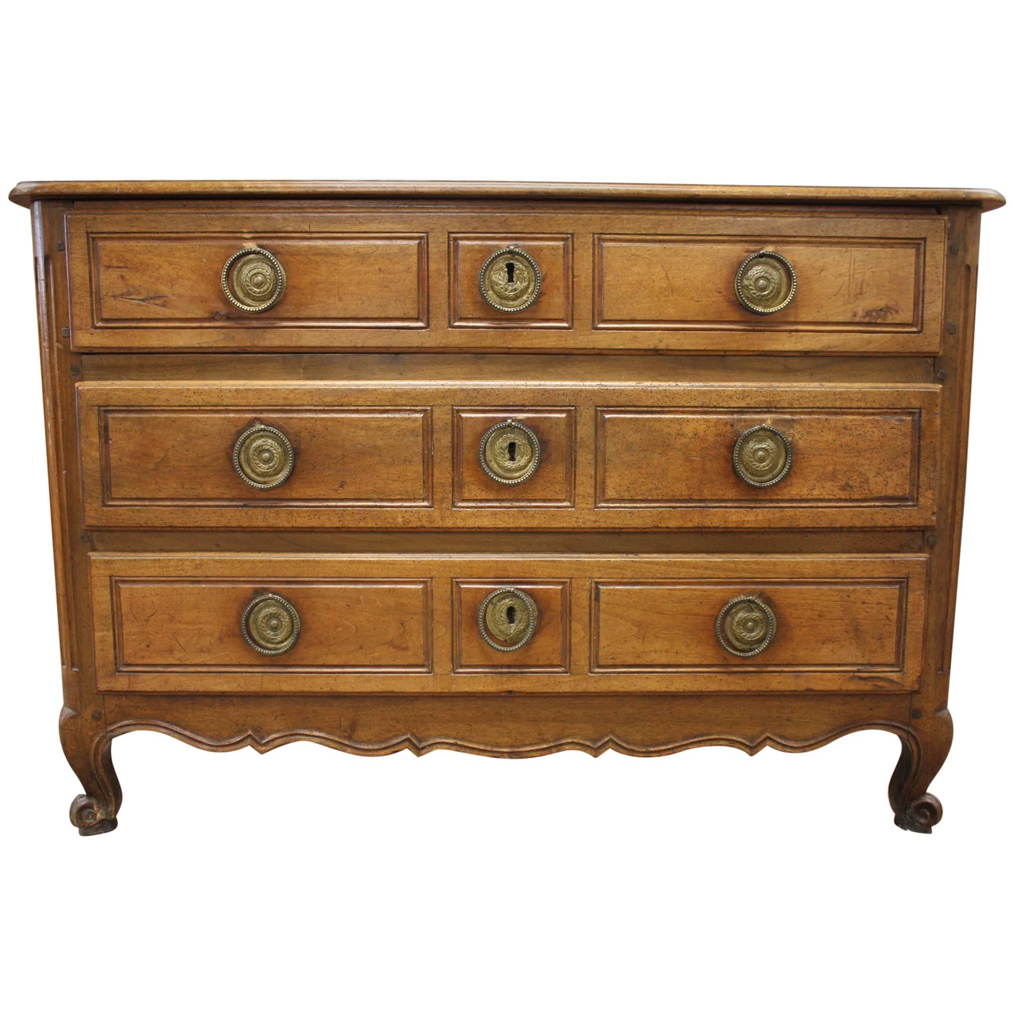 French Louis XV Walnut Commode