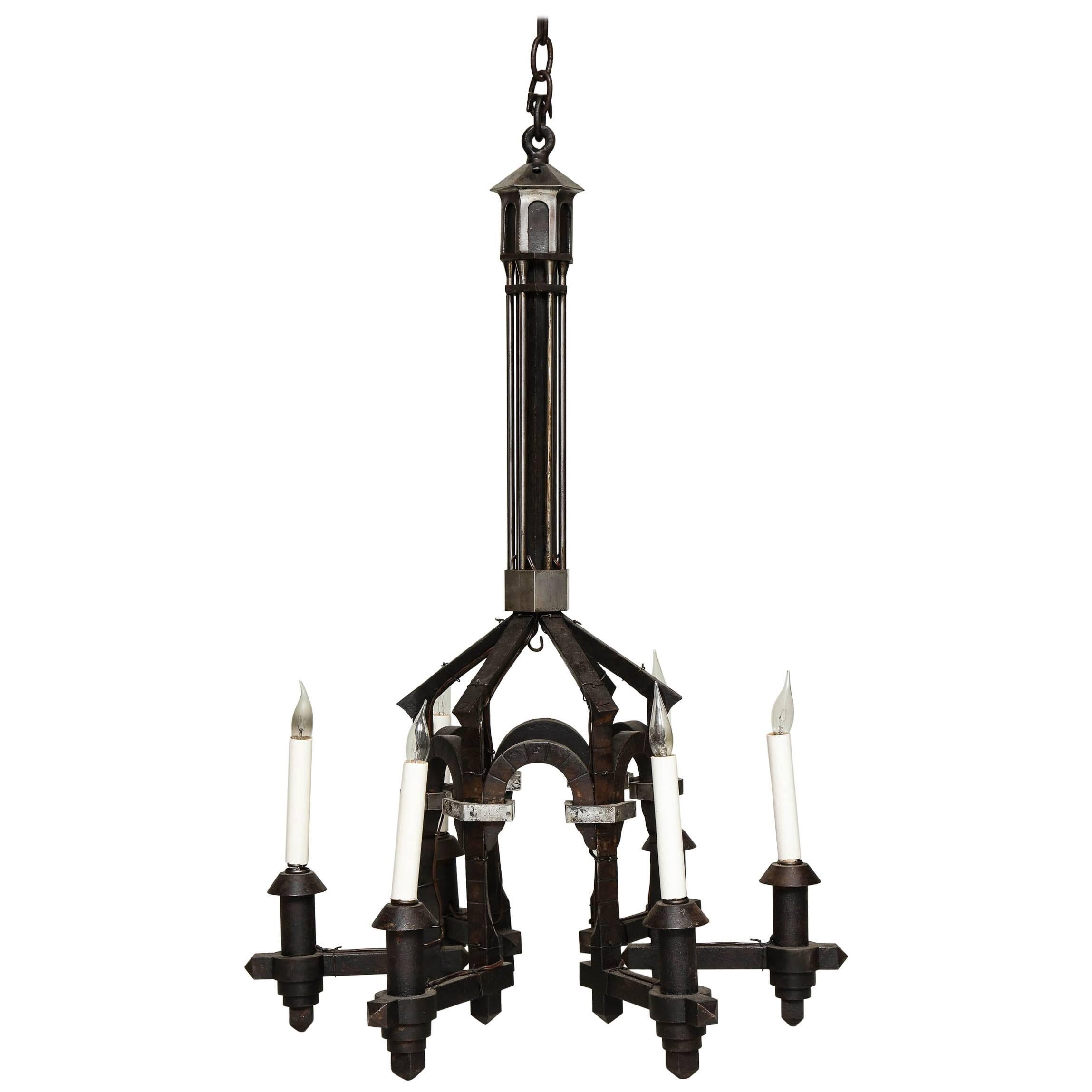 Forged Architectural Iron Chandelier