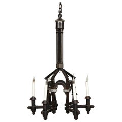Antique Forged Architectural Iron Chandelier