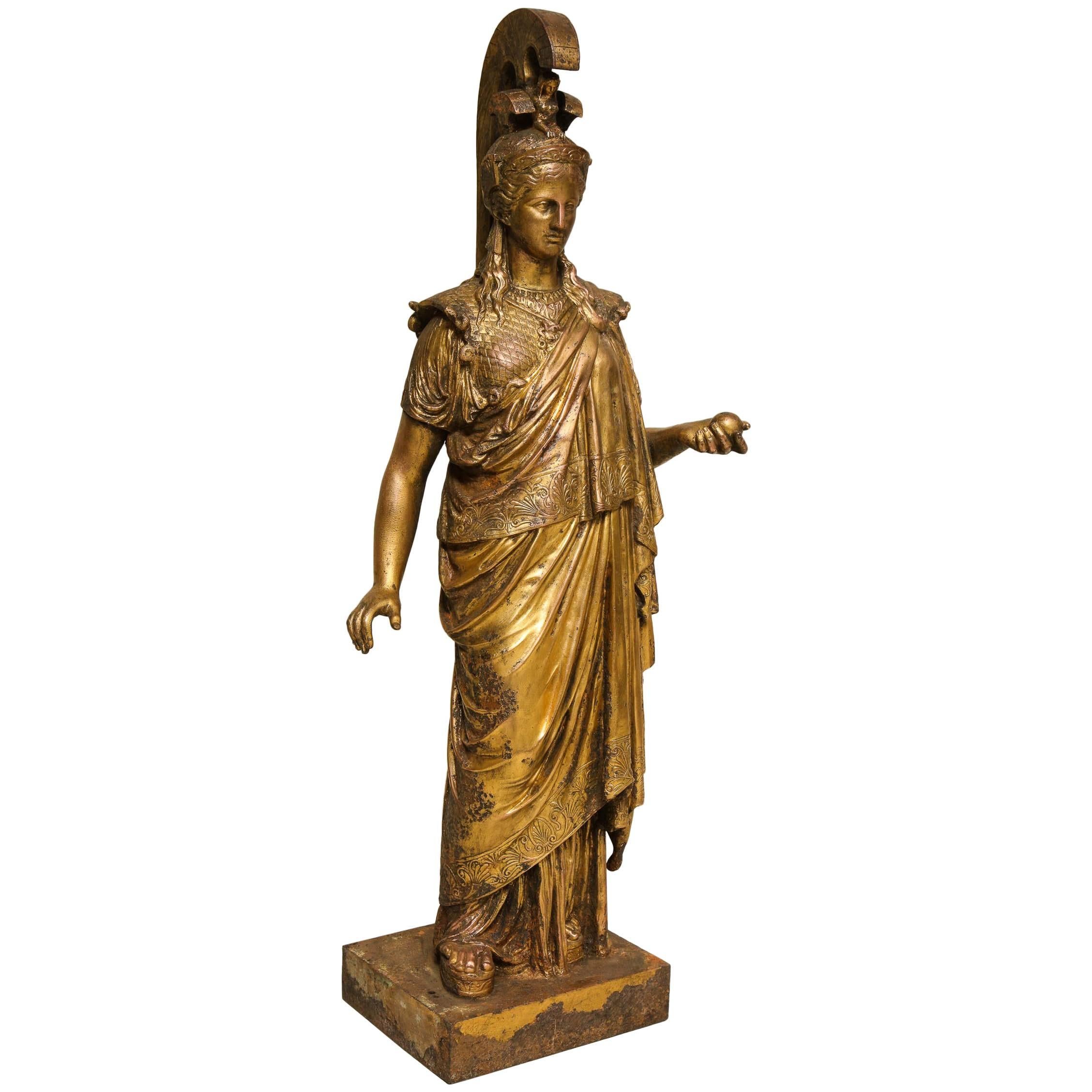 Neoclassical Gilt Iron Sculpture of Athena