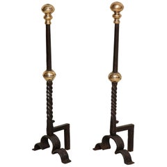 Antique Pair of Baroque Andirons
