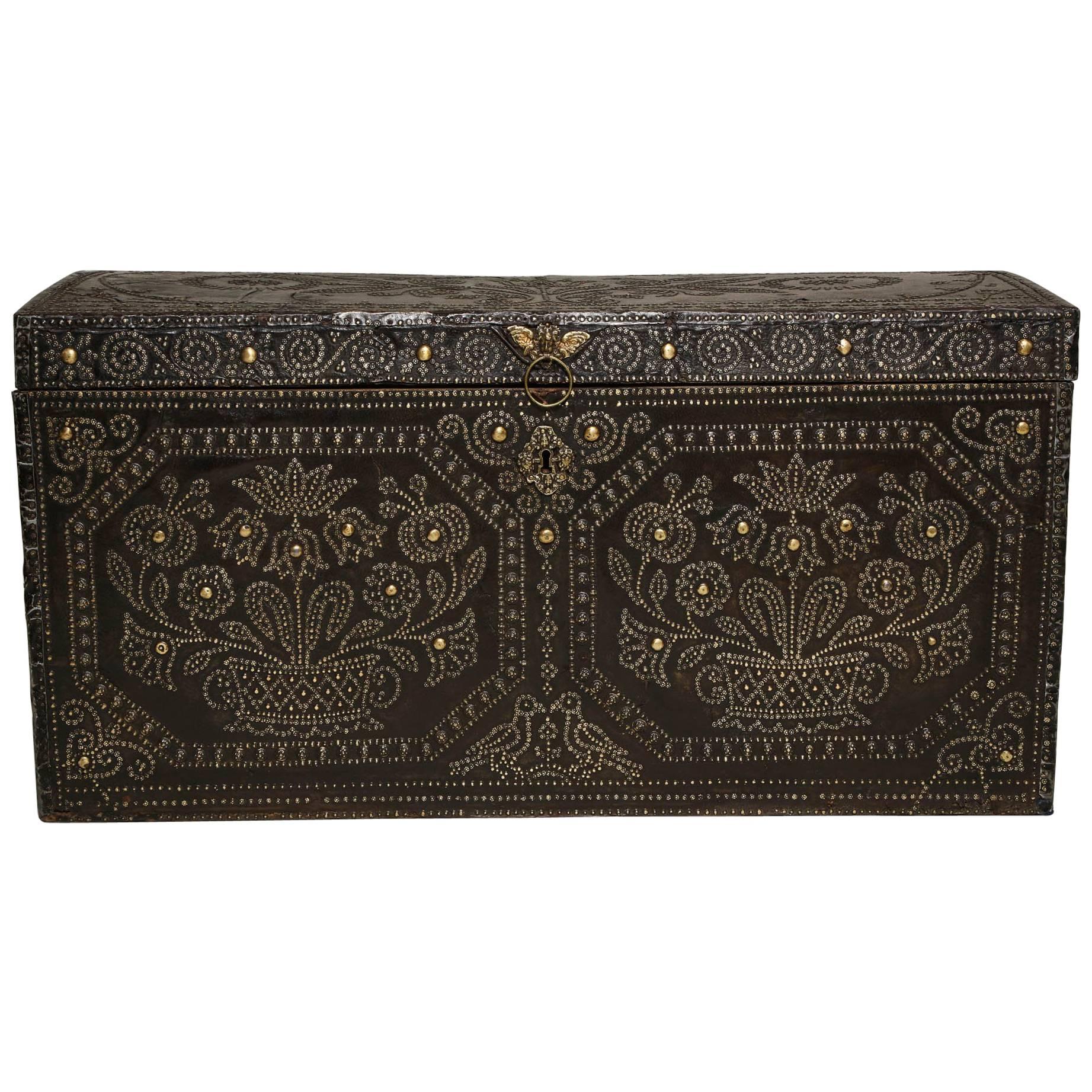 Profusely Studded Royal Leather Trunk