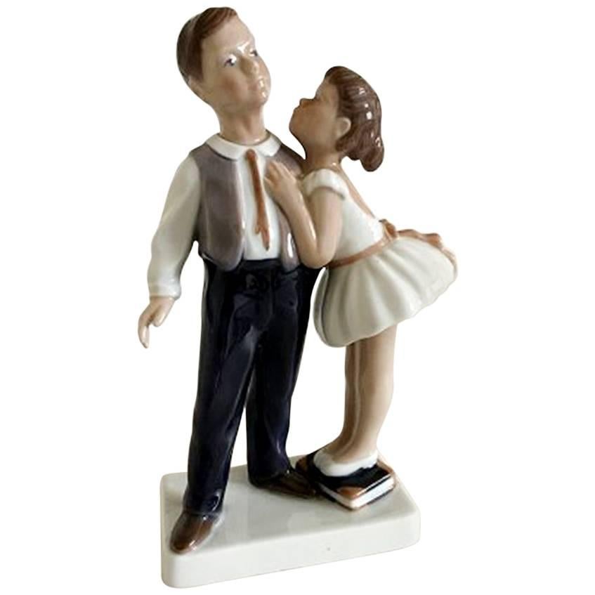 Lyngby Porcelain Figurine Boy and Girl, Pardon Me #93 For Sale