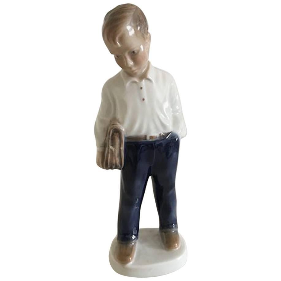 Lyngby Porcelain Figurine of a School Boy For Sale