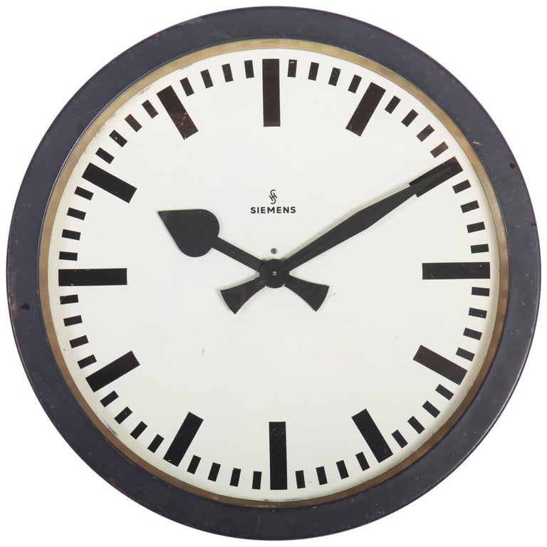 Large Bakelite Industrial, Train Station Wall Clock For Sale at 1stdibs