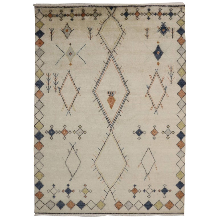 New Contemporary Moroccan Style Area Rug With Modern Mountain