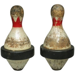 Early 20th Century Rubberband Duckpins, circa 1900-1940s, Pair