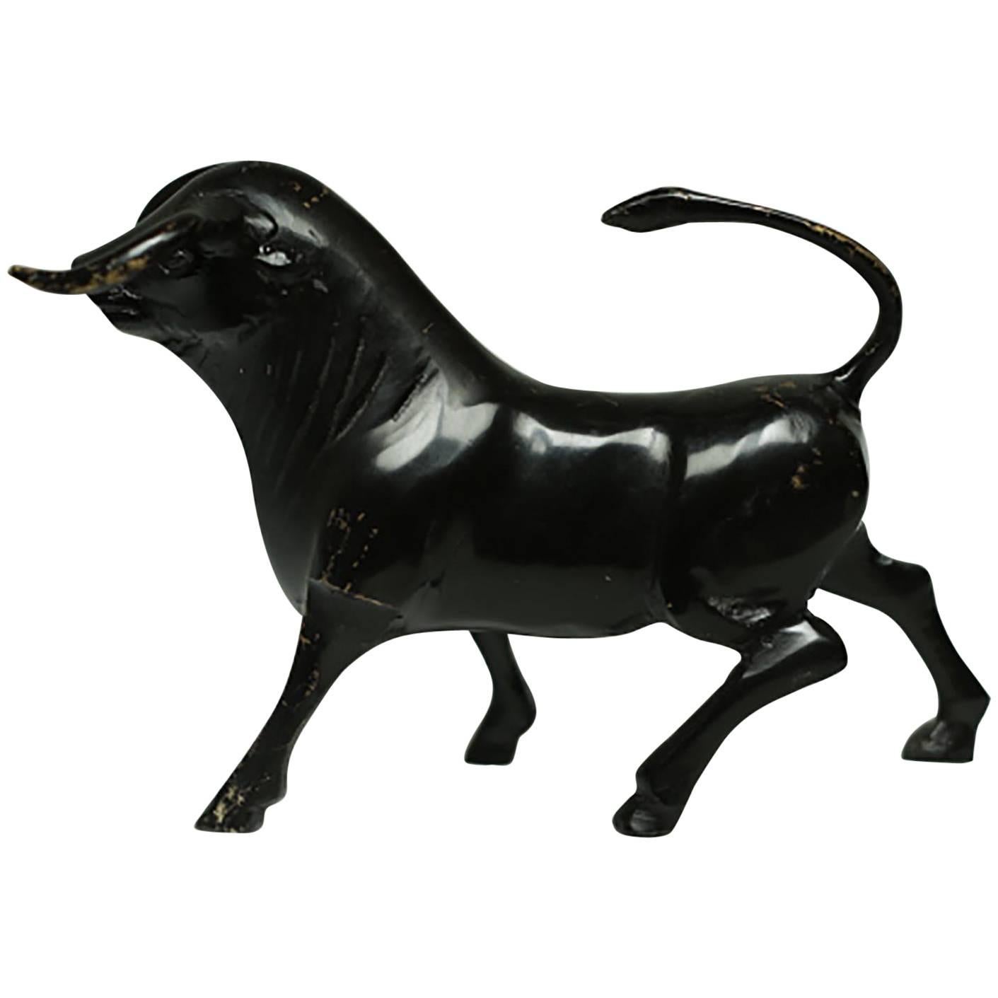 Midcentury Painted Bronze Bull, circa 1970s