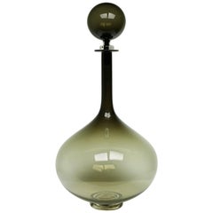 Handblown Joe Cariati Large Genie Bottle Decanter in Smoke, circa 2009