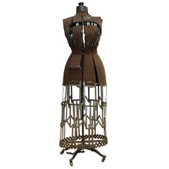Late 19th Century Victorian Metal and Fabric Dressform, circa 1880s