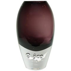 Handblown Crystal Two-Toned Purple Vase by Krosno, Poland
