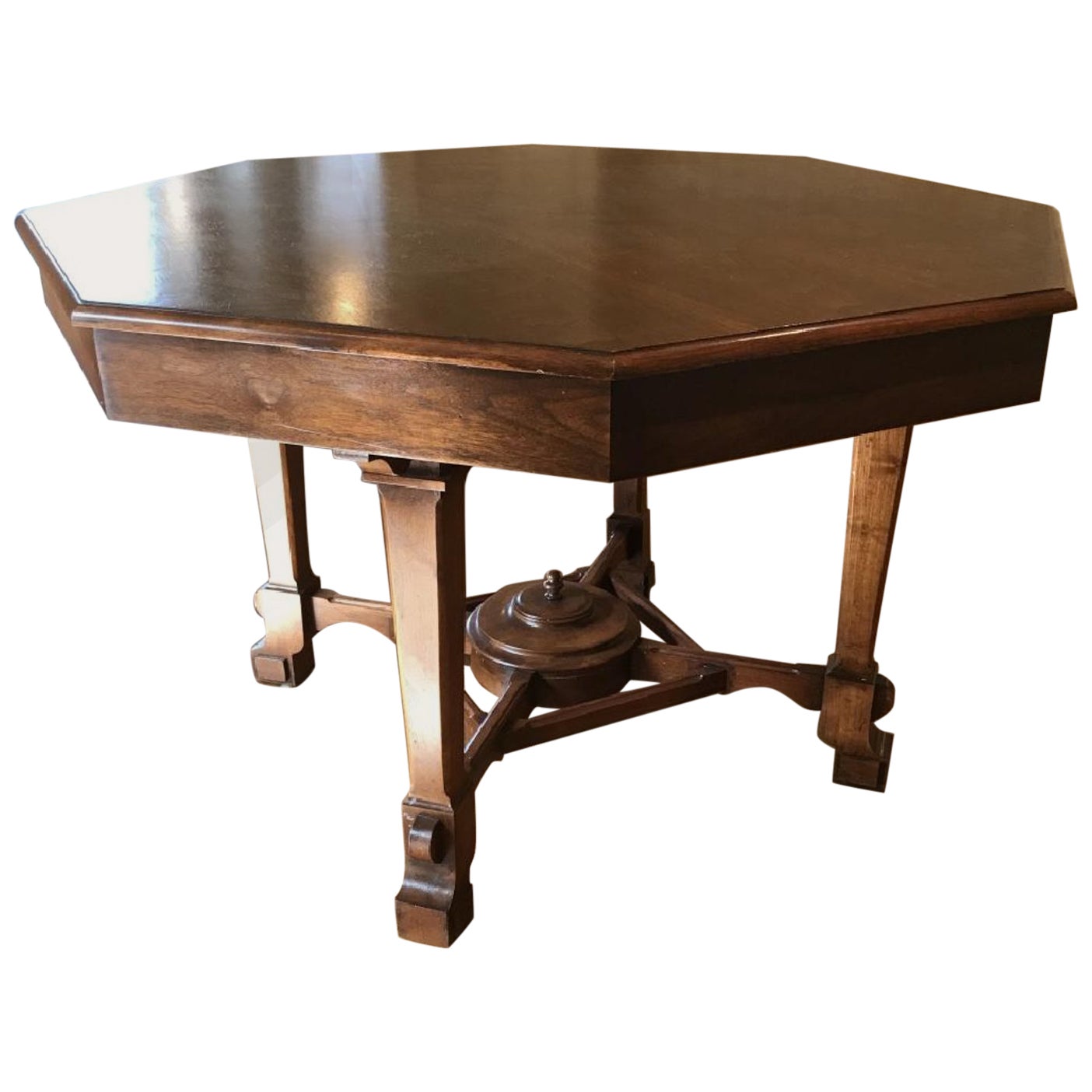 Antique Walnut Marquetry Octagonal Centre Table For Sale at 1stDibs