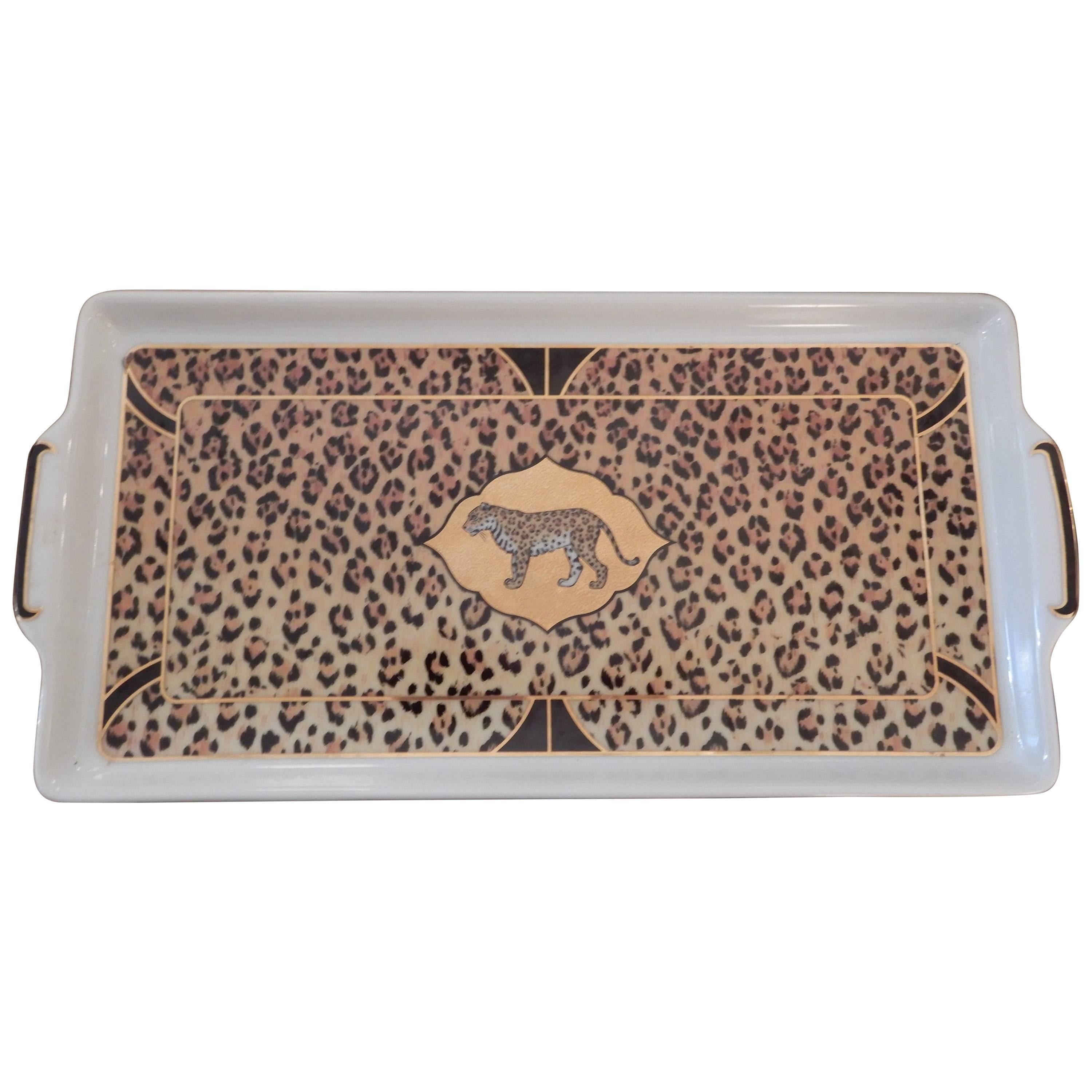 Handcrafted Chase Leopard Letter Tray or catch all 1990s