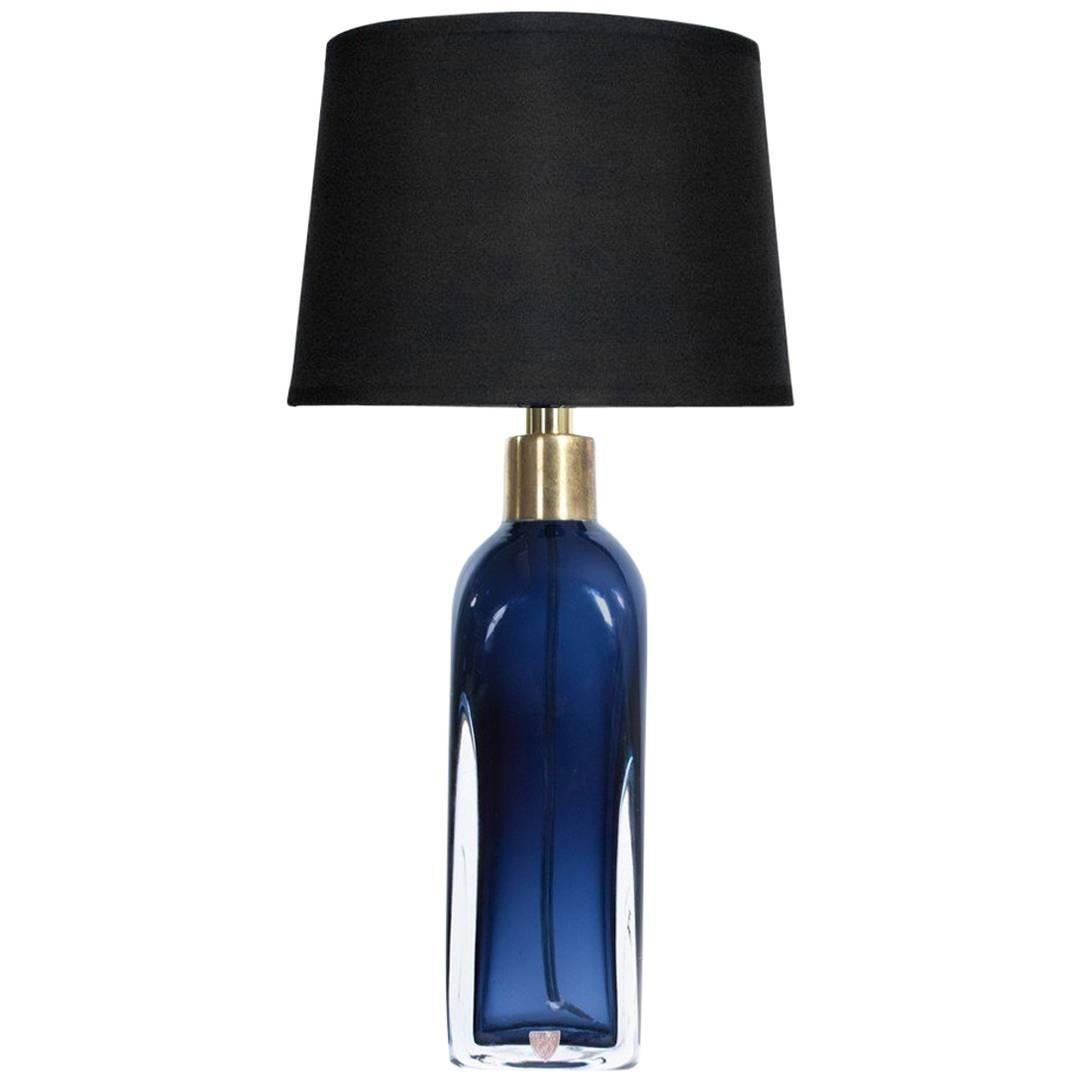 Orrefors Deep Blue Glass Table Lamp