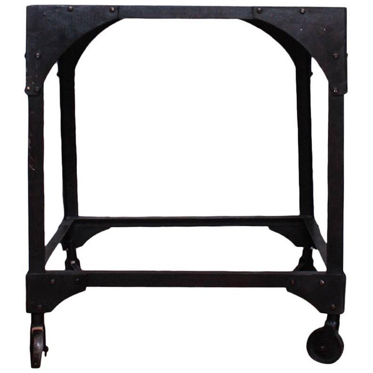 Early 20th Century Industrial Steel Side Table with Casters at 1stDibs
