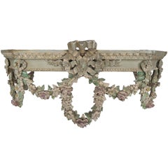 19th Century French Carved Bed Canopy with Garlands of Flowers