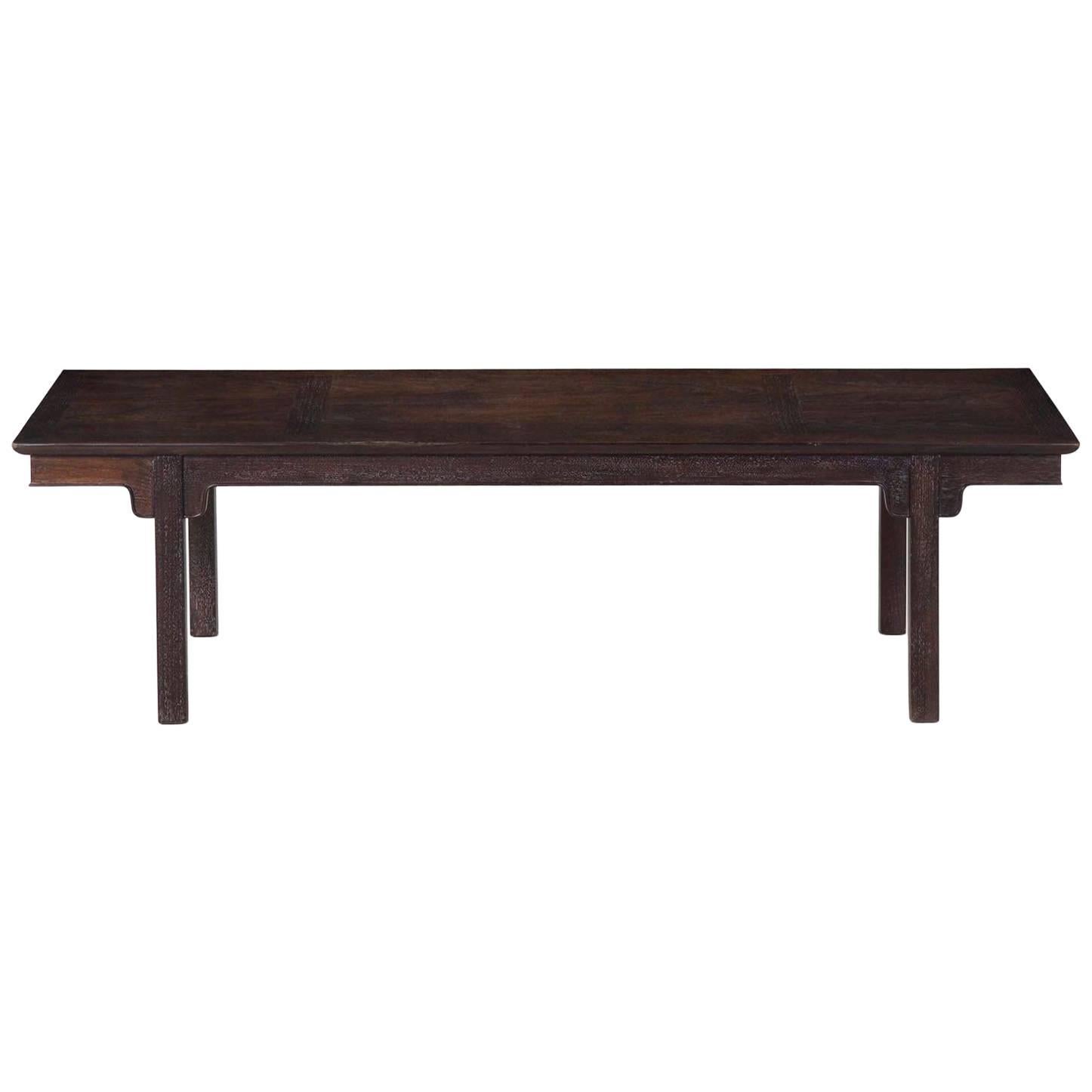 Henredon Heritage Cerused Walnut Low Coffee Table in Asian Taste