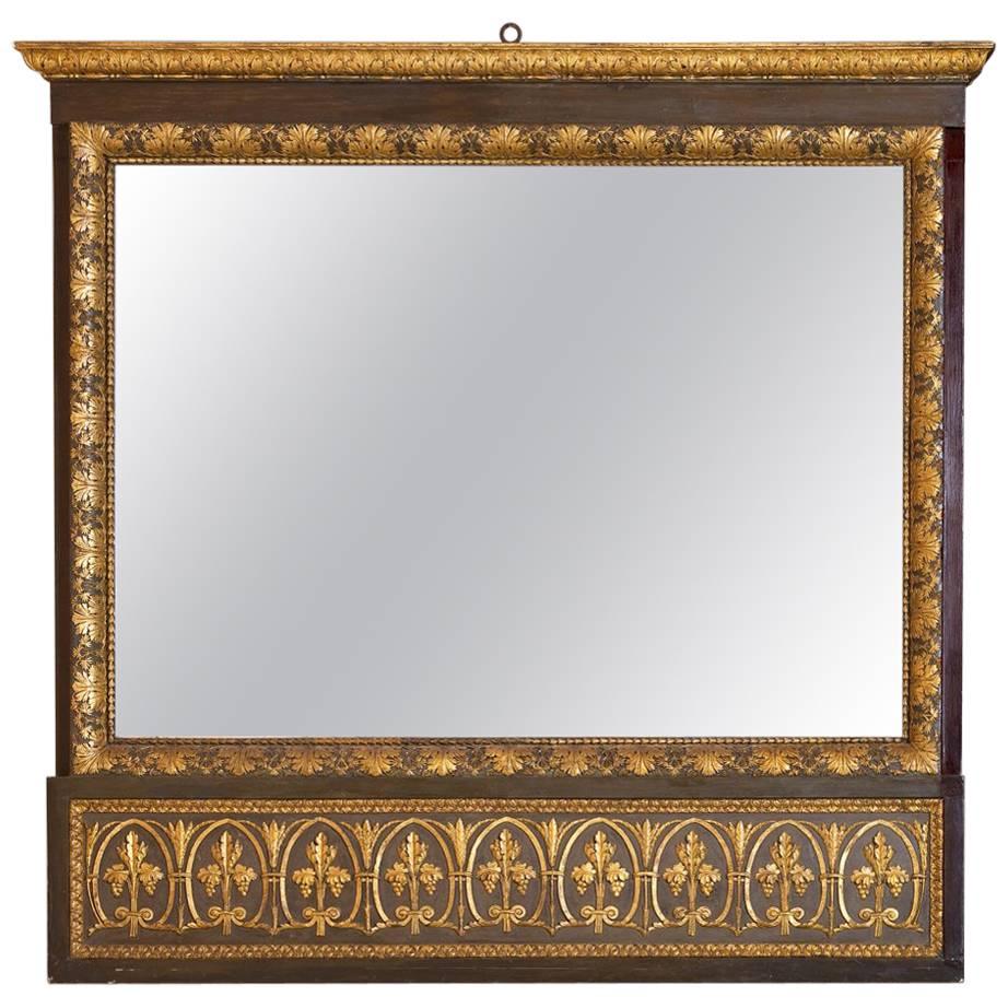 Lucca Neoclassical Trumeau Carved Mirror, Early 19th Century