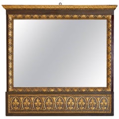 Antique Lucca Neoclassical Trumeau Carved Mirror, Early 19th Century