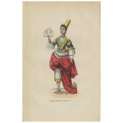 Antique Print of a Girl from Timbuktu Mali by H. Berghaus, 1855