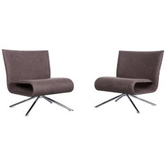 Hob Easychair by Vertijet for COR Designer Chair Brown Felt Fabric Wood Chrome