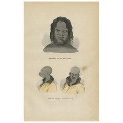 Antique Print of Natives from Jervis and Kangaroo Island by H. Berghaus, 1855