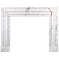 Grand Queen Anne Style Bolection Fireplace in Italian Statuary Marble