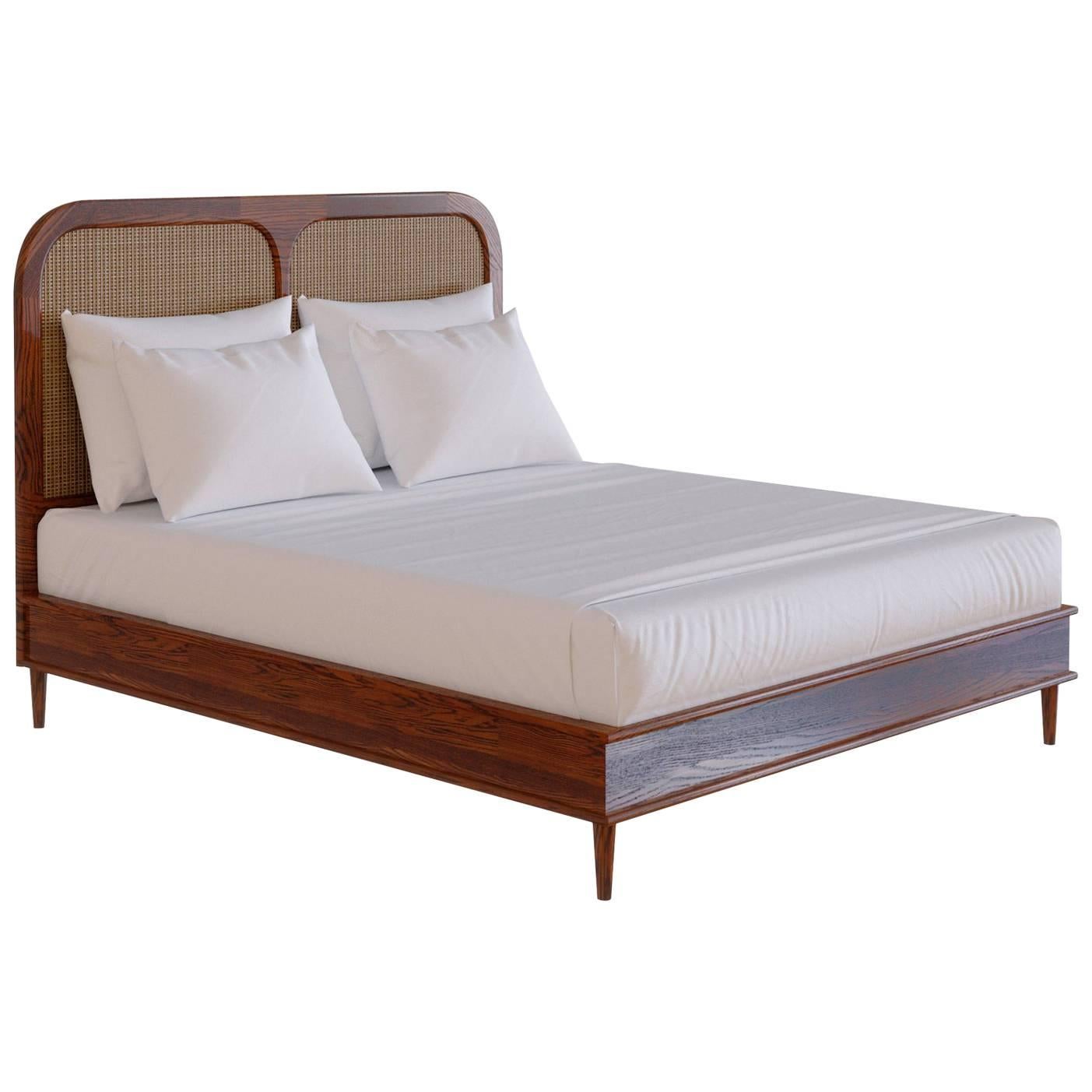 The Sanders Bed by Lind + Almond in Cognac and Rattan (Euro King)
