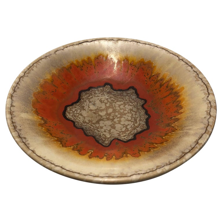 Rare Art Deco Bauhaus Dish Carstens Uffrecht Art Pottery For Sale at